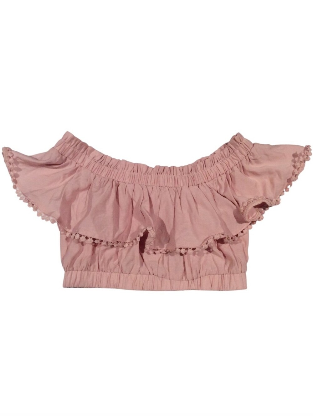 Edit By Nine Pink Ruffle Bandeau Crop Top